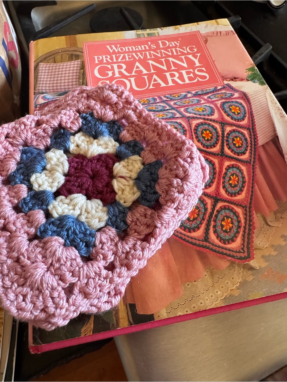 Handmade Pink Multicolor Crochet Granny Square project